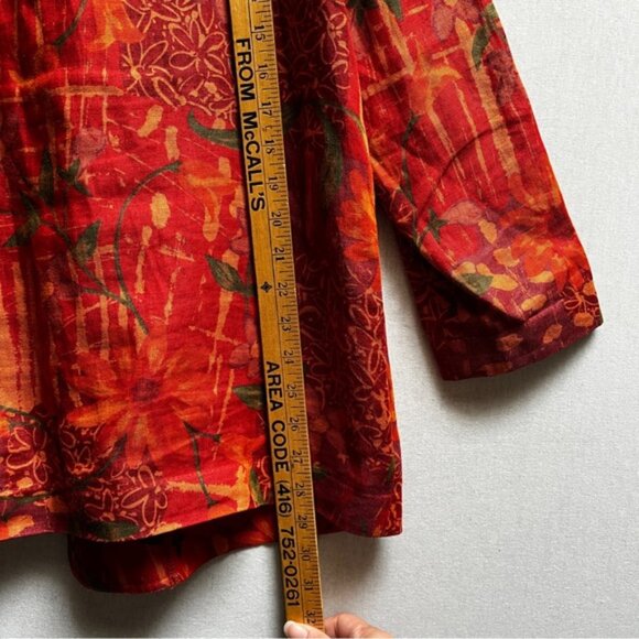 Vintage Origins Vibrant Red and Orange Linen Blazer Jacket Sz 12 - Picture 10 of 11
